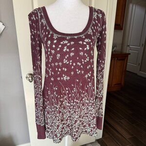 Free People Floral Garden Print Thermal Top, Size Medium